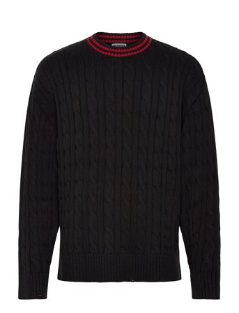 Weekday Oversized Cable Sweater - Black - L