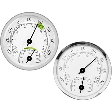 2 stk. Rumtermometre, Rumtermometer og Hygrometer, Mini Pointer Hygrometer, Batterifrit Termometer, Til Hjemmet