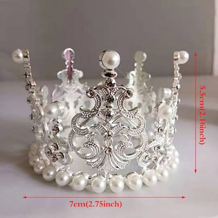 1st Pearl Crown Cake Dekorativa små diadem Crystal Pearl Pri