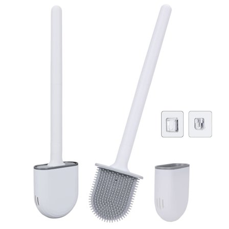 Silikon toiletbørste 2-pak, drypfri, med skridsikker håndtag