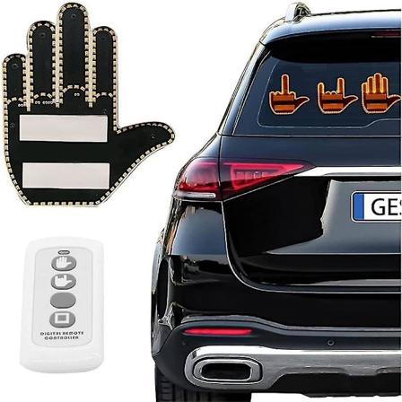 Fingergest-lys med fjernkontroll Fingerlys LED Bil Bakrute Skilt Hånd Morsom Bil Lastebil Biltilbehør For Menn Kvinner
