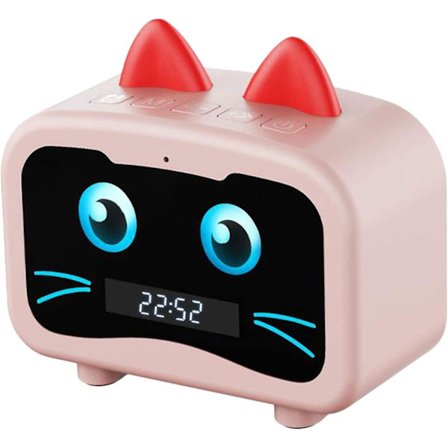 Hi-fi baderomshøyttaler bærbar Bluetooth 5.0 høyttaler med ladekabel, innebygd batteri - rosa katt