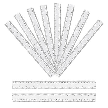 30 cm genomskinlig linjal - 8 st plast transparent splittersäker rak linjal, 12 tum geometrisk linjal