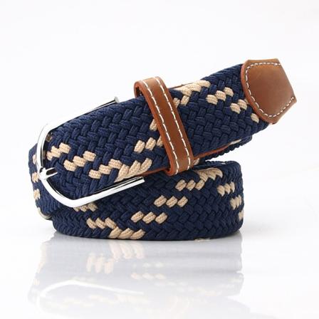 Motebelte i stretch-lerret for menn og kvinner, 20 farger Blue&Khaki