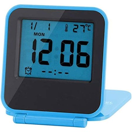Mini sammenleggbar digital alarmklokke multifunksjonell LED-klokke P