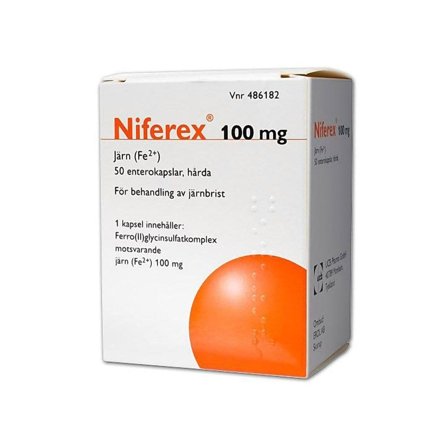 Niferex 100 mg enterokapsler 50 stk