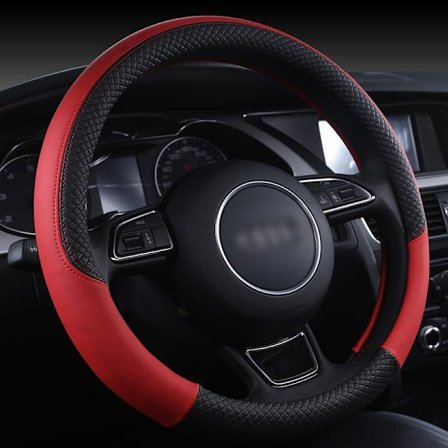 (Röd) Läder Sport Bil Ratt Skydd Halkfritt rattfläta för Audi A1 8X A2 A3 A4 A5 A6 Avant Interiördetaljer