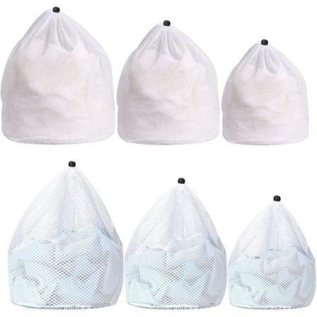 Pyykkipussit, Pesukonepussi, Pyykkiverkko, Verkkopyykkipussi, Pesuverkko Narulla Blousille, Kengille, Rintaliiville, 6 Pakkausta (2xl+2l+2m) 