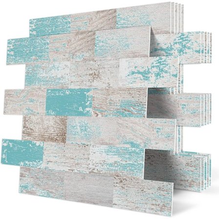 PVC Fliser Backsplash Selvklebende Fliser Veggfliser Kjøkken for Baderom, Blå (10 stk, 30,5x 30,5cm)