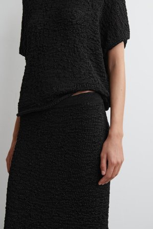 COS Women's Gonna Midi In Maglia Traforata Con Texture in Nero