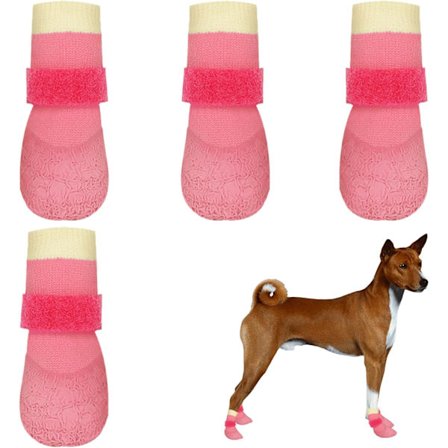 Pakke Vandtætte Hundesokker med Justerbar Rem Anti-Slip for at Forebygge Ridsning til Små Mellemstore Store Hunde Hvalp Indendørs Udendørs