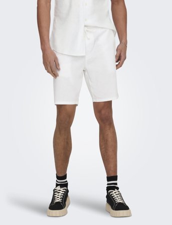ONLY & SONS Onslinus 0007 Cot Lin Shorts Noos - White - XXL