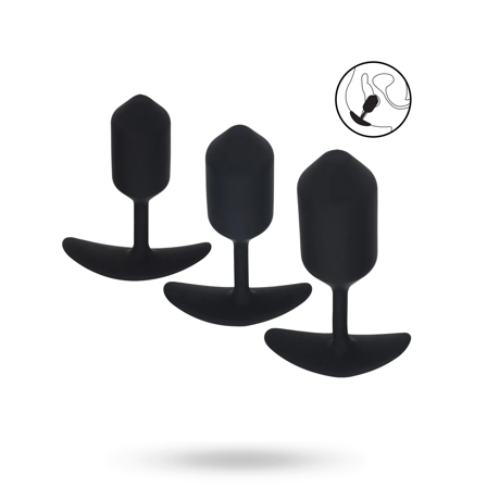 Silicone Weighted Anal Plug Training Set of 3 - Black - Vuxen.se - Analleksaker i set, butt plug trainer, anal kit