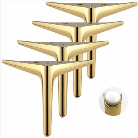 Sæt med 4, guld 18 cm trekantede med guldfødder, elektroplettering po