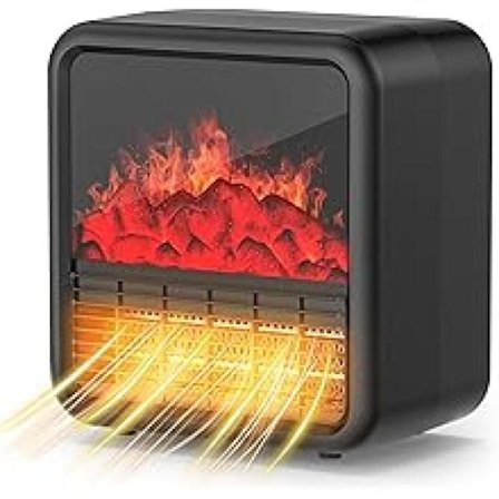 Bärbar Mini Keramisk PTC Värmare med Termostat, Säkerhetsbrytare Anti-tipp Design, Svart - Kompatibel med AIPERQ