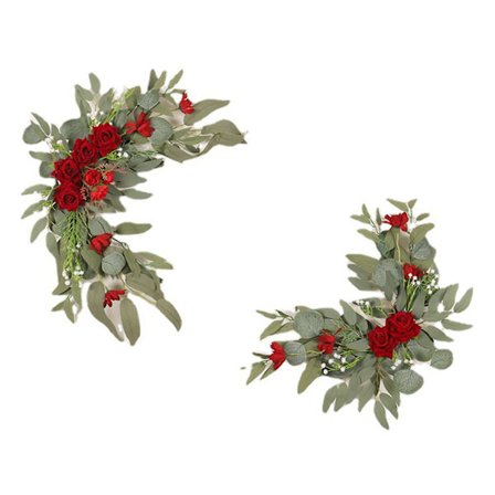 Kunstige Blomster Bryllupsbue Blomst Hoveddør Swag Silkestof DIY Dekor Rose Lavendel Blomster