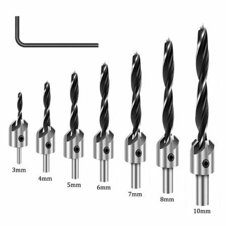 7 stycken självcentrerande gångjärnsborr är lämpliga för DXGHC