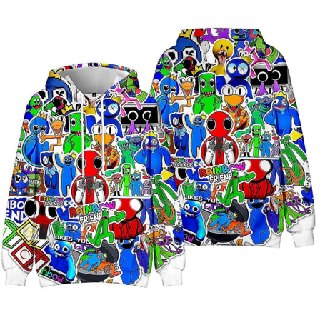 Rainbow Friends Trykt Børn Dreng Piger Hættetrøje Snøre Hættetrøje Sweatshirts Casual Løs Topbedste gave til jul style 3 7-8 Years