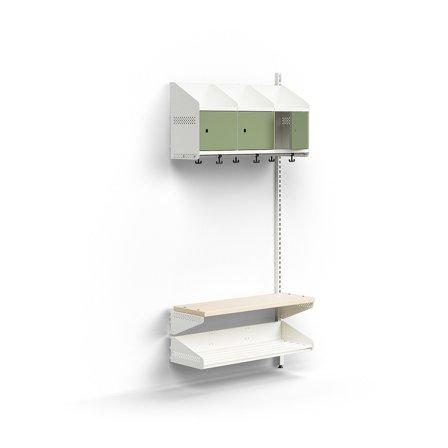 Garderobenschrank ENTRY, Anbaumodul, wandhängend, 1800 x 900 x 300 mm, weiß/grün