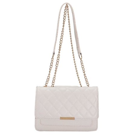 Lille Quiltet Crossbody Taske til Kvinder Quiltet Skuldertaske Håndtaske med Kæderem Hvid_xx