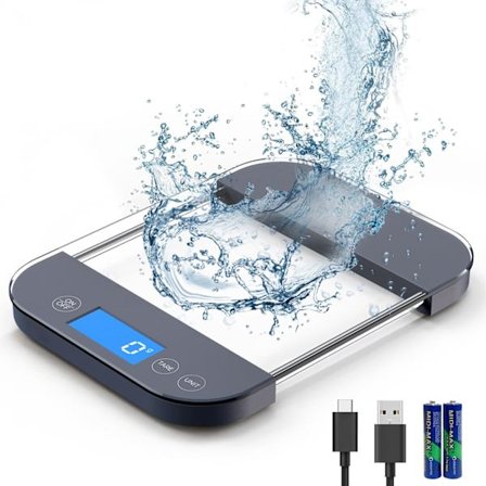 Genopladelig madvægt Digital vægt gram og oz, [Maks 33lb Min 1g], Militær kvalitet Anti-Drop Temepered glaspanel, Krystalklart design til Kitc