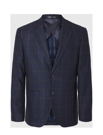 Slhslim-Dallas Wool Check Blz Noos Navy Selected
