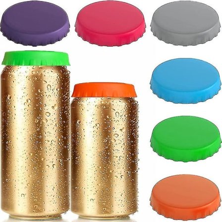 Soda dåse låg, 6-pak genanvendelige silikone dåser til sodavand/drikkevarer/øl, passer til standard sodavandsdåser (multi-farve)