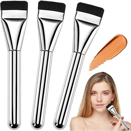 Platt Foundation Brush, 3 st, Ultra Tunna Platt Makeup Penslar, Foundation Brush