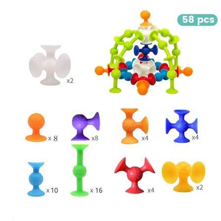 58 stk populære sugekop legetøj, sugekop legetøjssæt, kaste ga