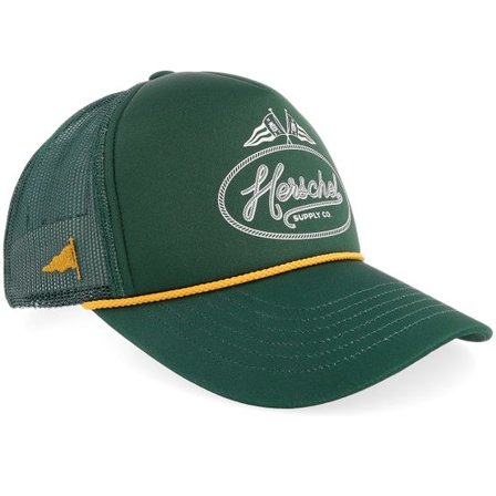 Herschel - Grön trucker Keps - Marina Mesh Yachting Cap Dark Green Rope A-Frame Trucker @ Hatstore