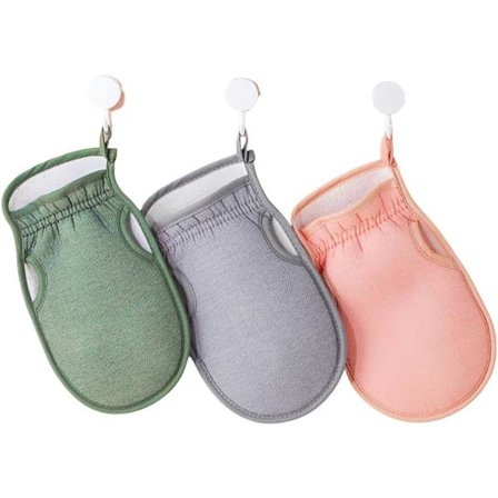 Eksfolierende handsker (3 stk.), dybderensende brusevante - genanvendelig kropsskrubber til fjernelse af død hud og spa-massage, badehandske til 