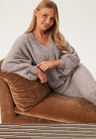 Pieces-Pcmesva Ls Boxy Sequin Knit Cardigan-S