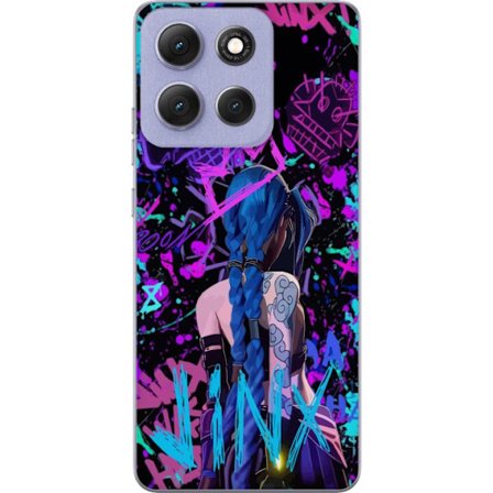 Kompatibel Mobilcover til Motorola Motorola Moto G86 Power Farverig graffiti illustration med en karakter med blåt hår i en urban street art stil