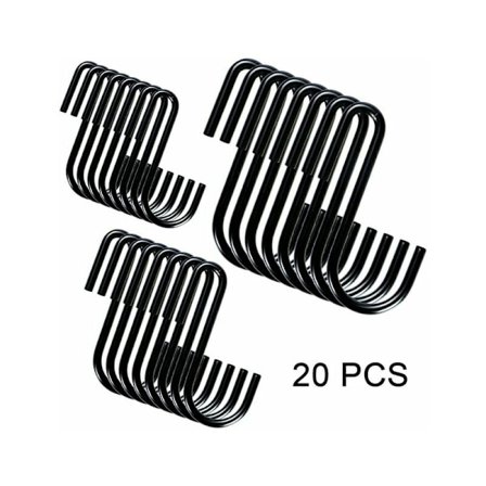 20 stk. metal S-formede kroge til køkken, badeværelse, soveværelse