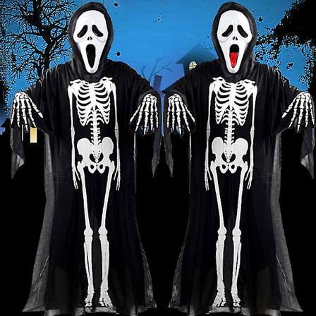 Voksen og Børne Hodeskalle Skelet Halloween Fest Kjole Maske Handsker Cosplay Kostume adult one size