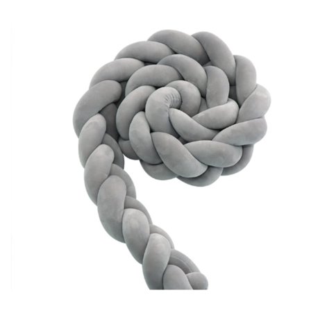 Baby roterende rekkverksseng, sengehestdekorasjon, håndlaget trestrenget flette Lys grå Lys grå Lys grå