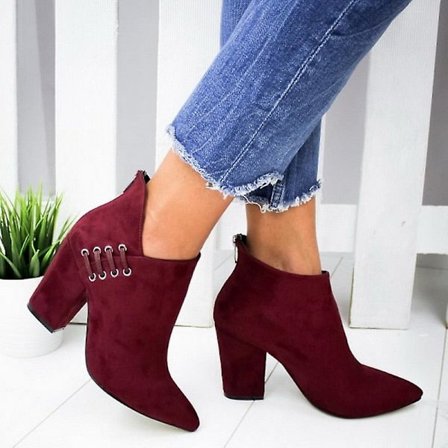 Kvinnor, ridstövlar i läder i läder - Röd B