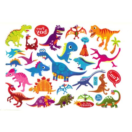 Dinosaur barntatoveringer 20 stk. til leg og sjov