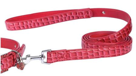 ESC Charmed Croco Koppel - Röd - Large - Textilkoppel, Rullkoppel, Draglinor, Läderkoppel, Långlinor, Flexikoppel på Doggie.se