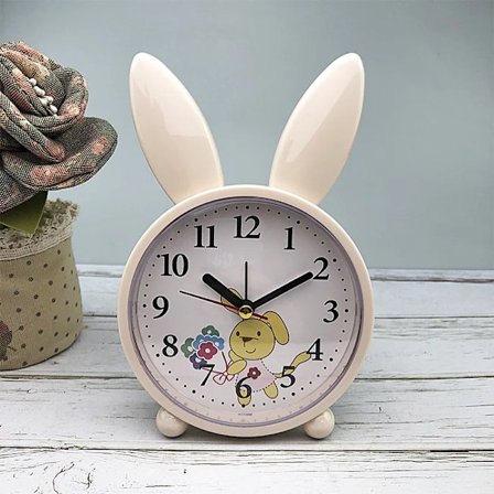 Cartoon Rabbit Alarm Clock for Kids Bedroom Bedside Decoration Simple Mute Small Alarm Clock Student Gift Reloj Despertador