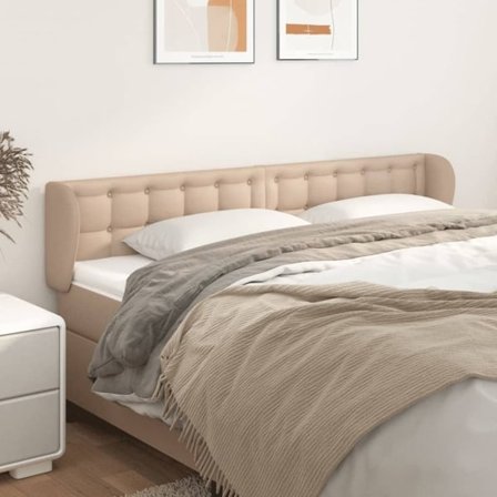 vidaXL Sänggavel med kanter cappuccino 203x23x78/88 cm konstläder