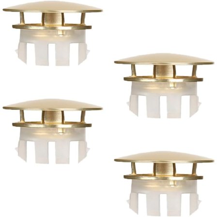 Pakke med runde overløbsringe til badevask, køkken, badeværelse, frostet guld