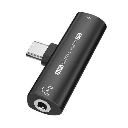 2-i-1 USB Type-C til USB C/3,5 mm Hovedtelefonadapter DAC Lydkonverter 32Bit/384KHz Digital