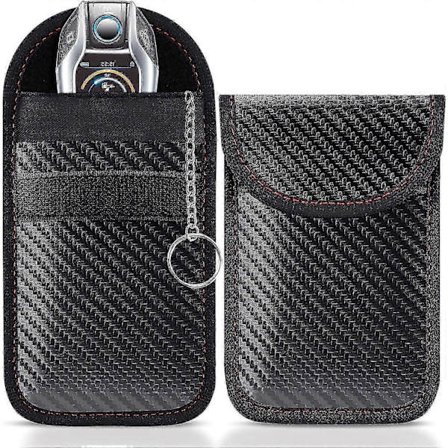 2 stk. Faraday-pose for bilnøkler, tyverisikring, fjernstyrt nøkkelfri inngang, beskyttende bilnøkkel signalblokkerende pose, nøkkelfri inngang 