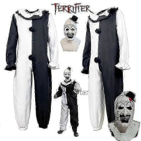 Art The Clown Cosplay Film Terrifier 2 Art The Clown Cosplay Kostyme Jumpsuit Maske Halloween Kostymer Maske For Menn Kvinner kostyme maske1-FA- 