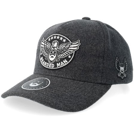 Bearded Man - Grå adjustable Keps - Eagle Logo Wool Charcoal A-frame Adjustable @ Hatstore