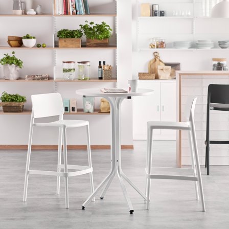 Möbelset VARIOUS + RIO, Tisch und 2 Barstühle, weiß