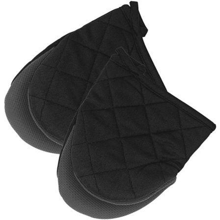 Mini Grydelapper, 2-pak korte grydelapper, varmebestandige handsker (500 grader), grydelapper med skridsikre overflader og hængeløkke til varme gryder