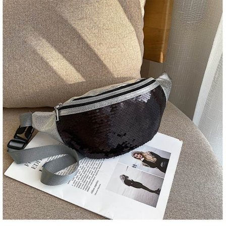 Blingbling Paljett Bröstväska Laser Shining Crossbody Väska SVART