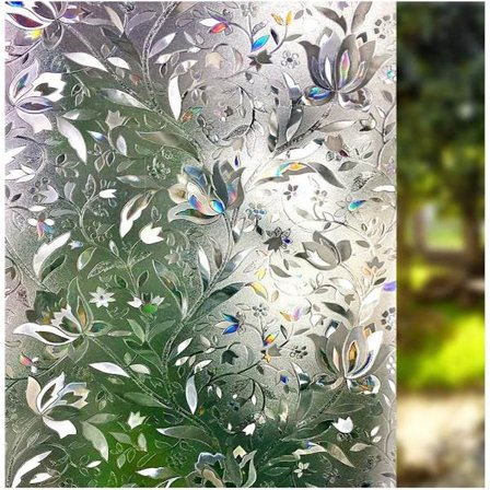 Vindusfilm - Selvklebende vindusfilm - Farget glass - Antirefleksfilm - Frostet glass - Regnbueblomster - Solbeskyttelse og isolering - Antirefleks